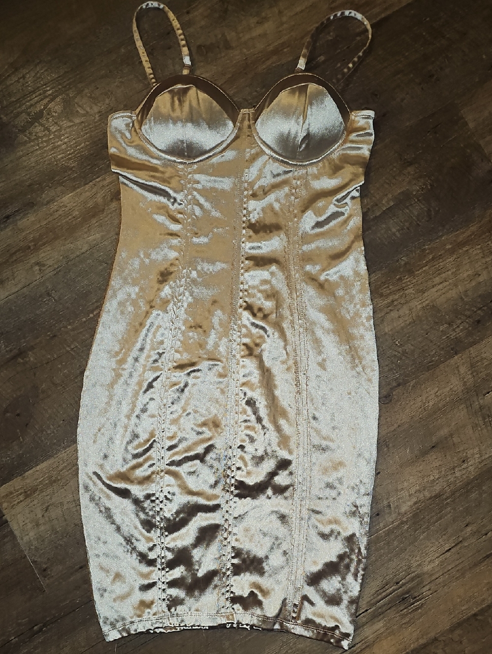 Charlotte Russe Champagne Satin Mini Dress with Cups
